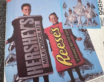 Vintage 90's McCall's  #4956 Sewing Pattern Adult Unisex Halloween Costumes "Hershey's Reese's, Bar & Kiss"  Large Chest 40" to 42"