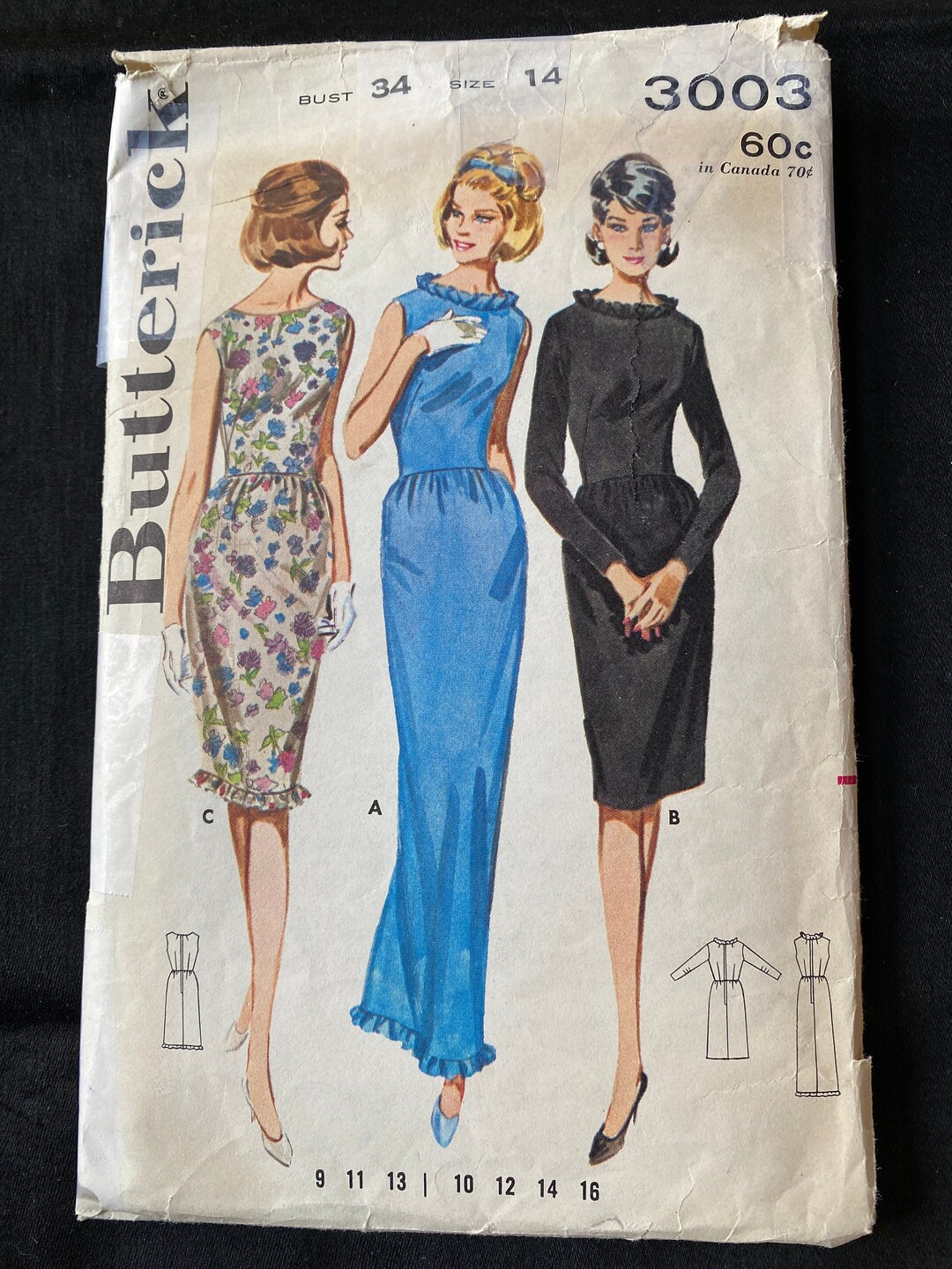 Buy Vintage 60's Butterick #3003 Sewing Pattern Women's Dress French ...