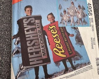 Vintage 90's McCall's  #4956 Sewing Pattern Adult Unisex Halloween Costumes "Hershey's Reese's, Bar & Kiss"  Medium Chest (36 to 38")