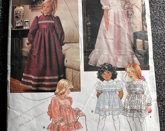 Vintage 80's Little Vogue Sewing Pattern #1272 Child's Dirndl Dress Wedding Party Style Size -3