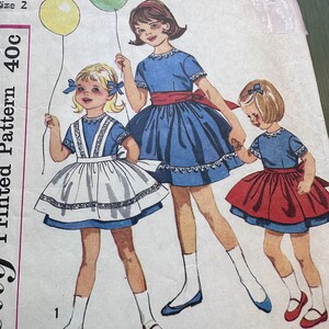Vintage 50&#39;s Simplicity  #3760 Sewing Pattern Toddler Child Party Dress, Pinafore and Apron Size -2