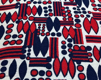 60's Fabric TerryCloth Atomic Design Red White Blue (25" x 52")