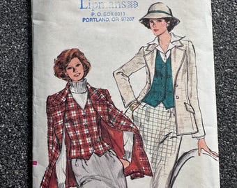 Vintage 70's Vogue Sewing Pattern #9412 Misses Jacket and Vest Semi Fitted Bust- 34"