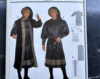 May include: Burda sewing pattern number 2460 for a costume titled "Burgherr Chatelain Lord of the Castle". The pattern includes instructions for a long coat, a kilt, a vest, and a dress. The pattern is for sizes 36 to 50 and 46 to 60.