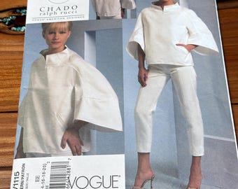 Vogue Sewing Pattern V1115 Chado Ralph Rucci Top & Tapered Pants, Size 14-20