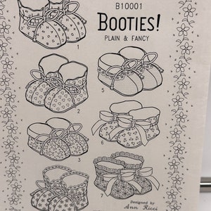 Vintage 90&#39;s Little Storehouse Sewing Pattern  #B10001  Baby Booties 7 Styles NewBorn to 18 Months