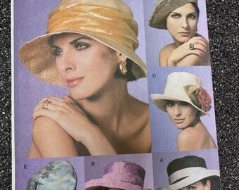 Vintage Vogue  #7727  Sewing Pattern Women's Lined "Hat's" in Six Styles Head Sizes 21-23"