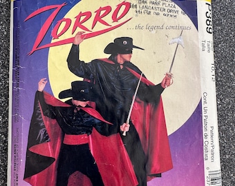 McCall's #8872 /P389 Child's Zorro Costume Size 10-12 (Chest 28-30")