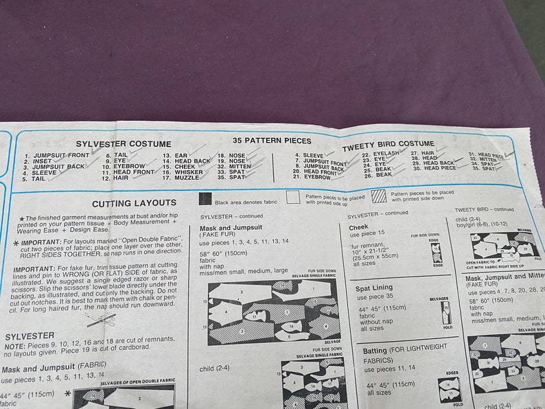 Vintage 80/'s McCall/'s #P943 Sewing Pattern Adult Sylvester and Tweety Bird Costume/'s Adult Chest 36-38