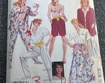 Vintage 80's McCalls #3136 Sewing Pattern Women's Coordinate's Jacket, Bra ,Shirt, Skirt, Pants and Shorts -Bust -38"