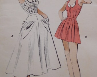 Vintage 50's Butterick #5723 Sewing Pattern Women's PlaySuit and Skirt Ensemble Complete  Bust 40"