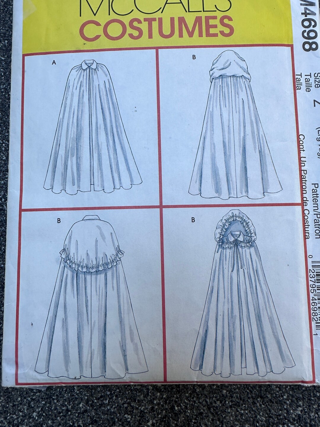 Vintage Mccalls #M4698 Sewing Pattern Halloween Costume Women's Lined ...
