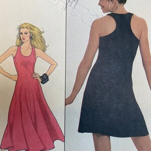 Simplicity #8556 Sewing Pattern Vtg 80&#39;s Women&#39;s Fitted and Flared Dress with Cut-Away Armholes Stretch Knit -Bust 32&quot; to 36&quot;