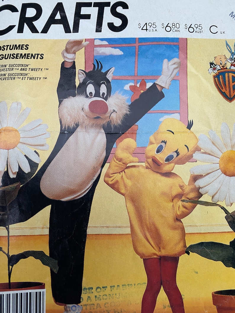 Vintage 80/'s McCall/'s #P943 Sewing Pattern Adult Sylvester and Tweety Bird Costume/'s Adult Chest 36-38