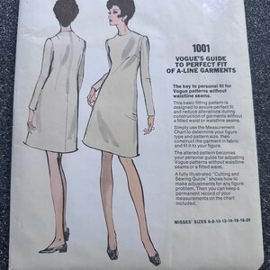 Vitg 60's Vogue Sewing Pattern #1001 Basic Fitting A-Line Dress Shell Size 18 (Bust 40")