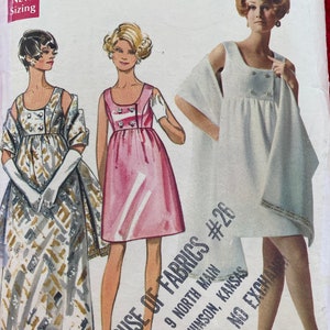 Vintage 60's Butterick 5212 Sewing Pattern Women's High Waisted Evening Dress and Stole Bust 34 image 1