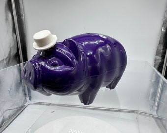 Vintage 70's Elks California -Hawaii Purple Plastic Pig Bank 6" long