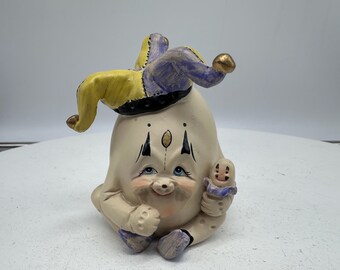 Vtg 90's Allyson Nagel Jester Porcelain Egg "Magic Magician" Figurine  - 3" tall