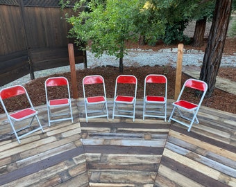 Vtg 50's Red Child's Metal Folding Chairs Lot of #2  Personalize Name's available for Ages 2-5yrs