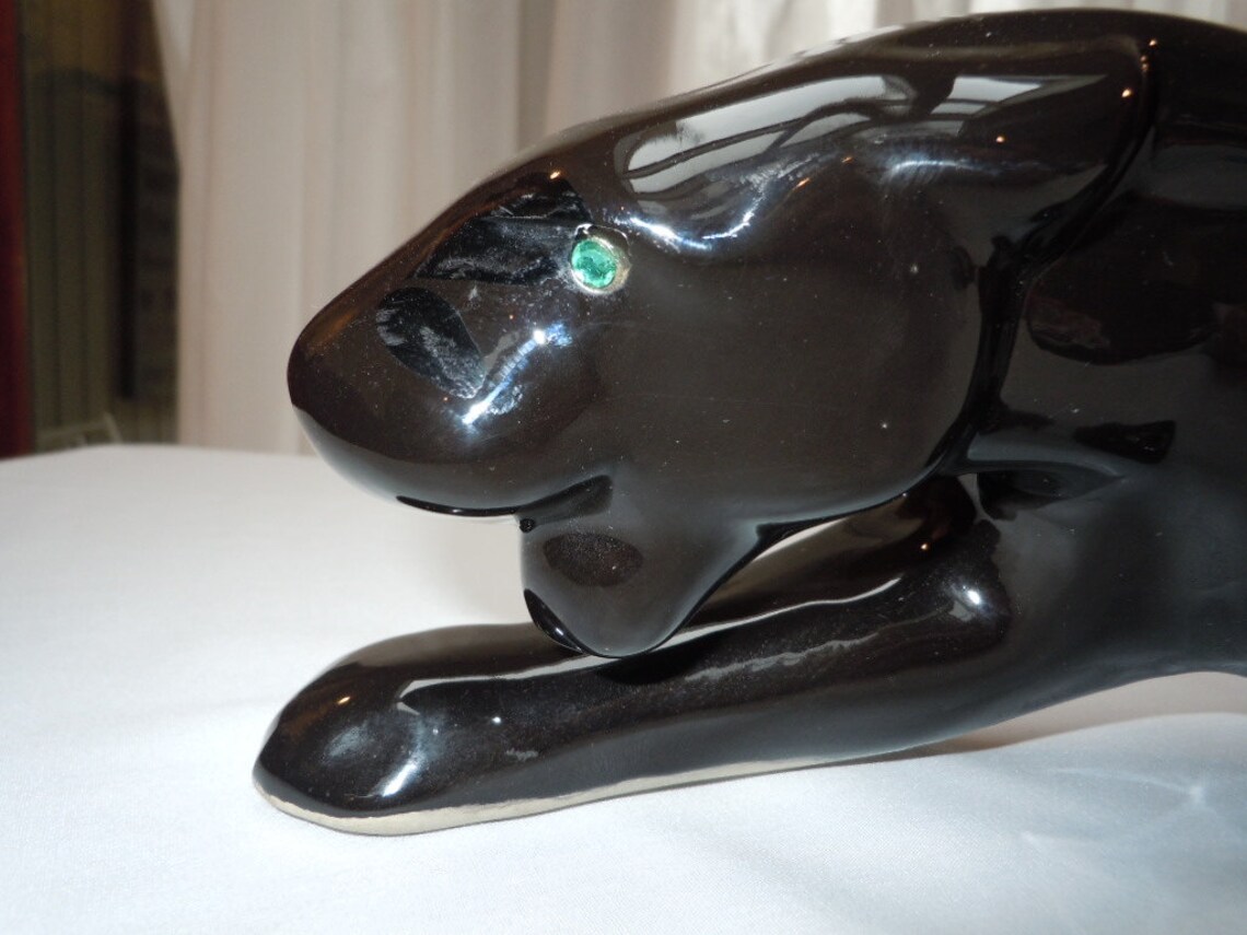 antique black panther statue