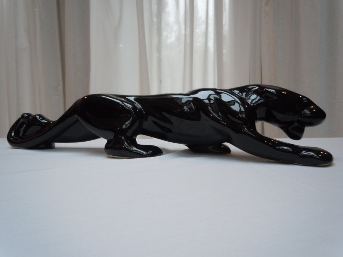 Vintage 60's Ceramic Black Panther Figure Statue with Etsy