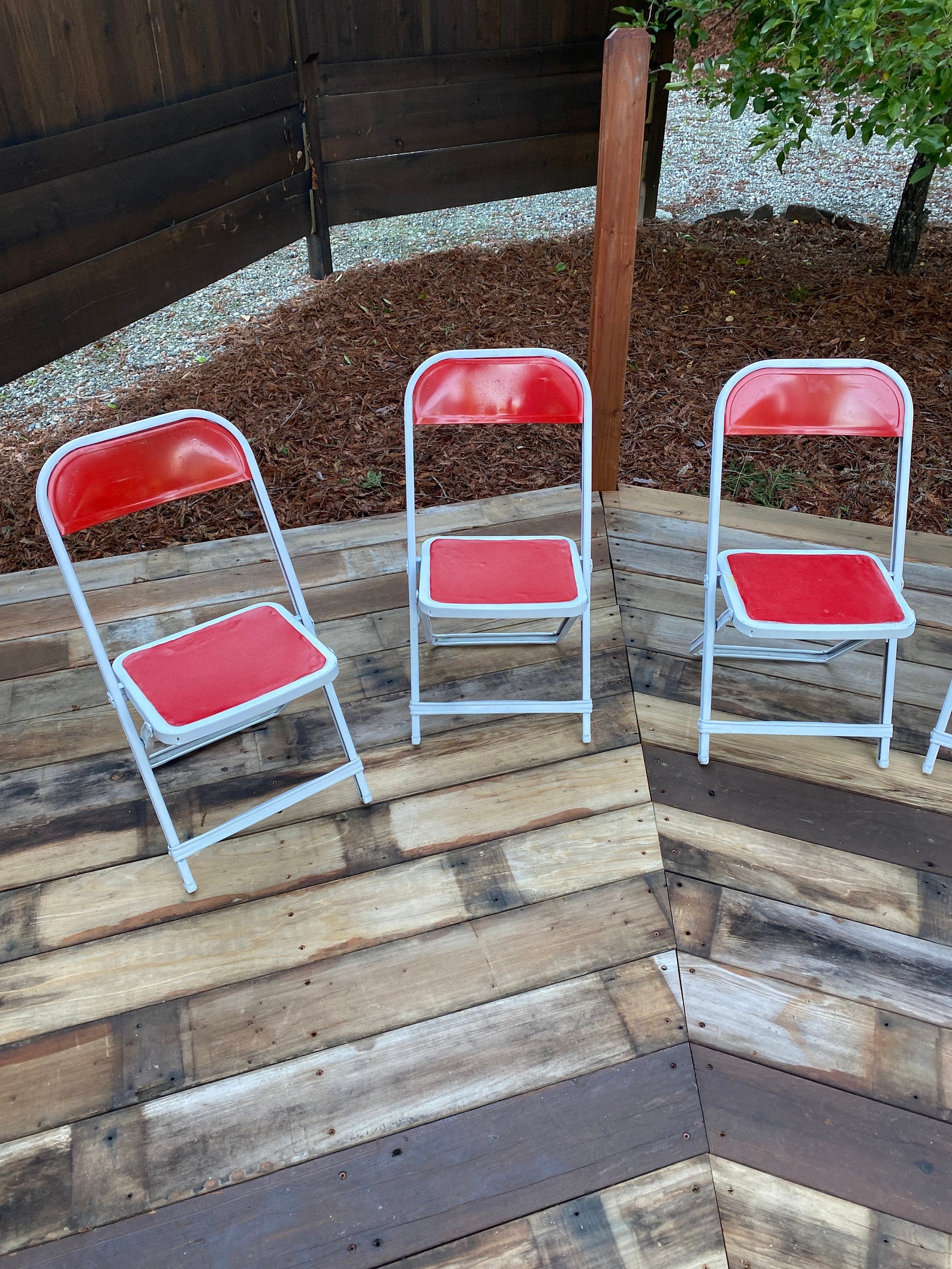 Vtg 50's Red Child's Metal Folding Chairs Lot of 2 Personalize Name's