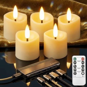 Rechargeable Flameless Votive Candles Set of 6, LED Tea Lights with Remote Timer, Flickering Battery Operated Candles for Wedding Home Decor