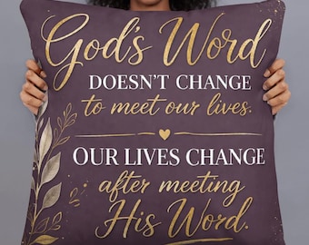 God's Word Quote Pillow | Faux Suede Square Pillow, Christian Scripture Decor
