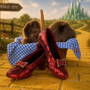 Ruby-toffelreplikor från "Trollkarlen från Oz"!!! Dorothy-skor, bröllop, cosplay och glädje.