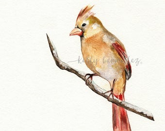 Winter Cardinal Bird, Watercolor, Bird art, Printable Art, Printable Watercolor, Instant Download