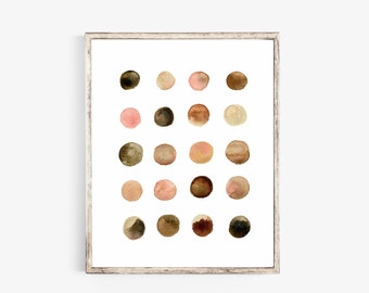 Earthy Pink and brown dots,  Watercolor, minimal  art, dots Wall Art, Boho Art Print, modern art, Printable Art, Printable, Instant Download