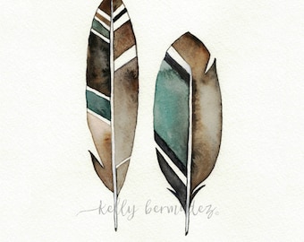 Feather Painting, Feather Wall art, Earthy Feather, Watercolor Feather, Feather Art, Watercolor Printable, Instant download