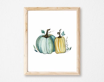 Blue Pumpkin Kitchen art, Wall Art, Fall Art Print, Autumn wall art, Kitchen wall art , Printable Art, Printable, Instant Download