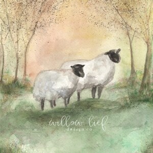 Sheep, lamb, ewe, lamb Watercolor Print