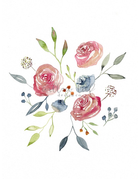 Fields Of Grace Bathroom Watercolour Wall Art Floral Print Etsy