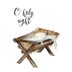 O Holy night, Baby Jesus Painting, Manger, Watercolor, Printable Art, Printable Watercolor, Instant Download