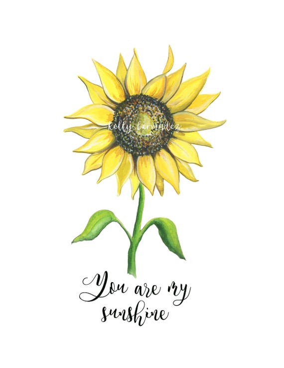 Sunflower Print Wall art you are my sunshine flower art Etsy