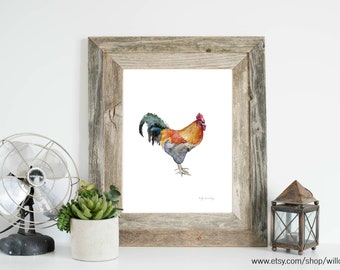 Rooster No.1 instant download,  Watercolor Printable, wall art, country decor, rooster watercolor