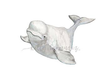 Beluga Whale, Whale paiting, Watercolor, Printable Art, Printable Watercolor, Instant Download