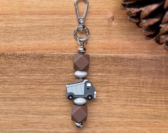 Dump Truck Keychain: Silicone Beaded Zipper Pull | Backpack Charm