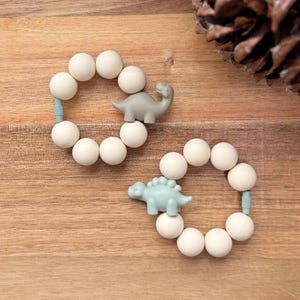 Dinosaur Keychain: Silicone Beaded Wire Loop | Stegosaurus, Brachiosaurus Backpack Zipper Pull | Dino Lover Charm