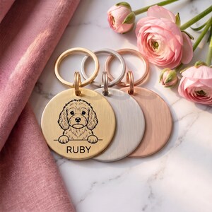 Personalised Cavapoo Dog Tag, Engraved Brushed Stainless Steel, UK Made