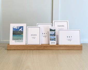 Solid Red Oak Greeting Card Holder | 23 Inch Photo Ledge Display