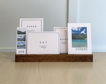 Solid Red Oak Greeting Card Holder | 16 Inch Photo Ledge Display