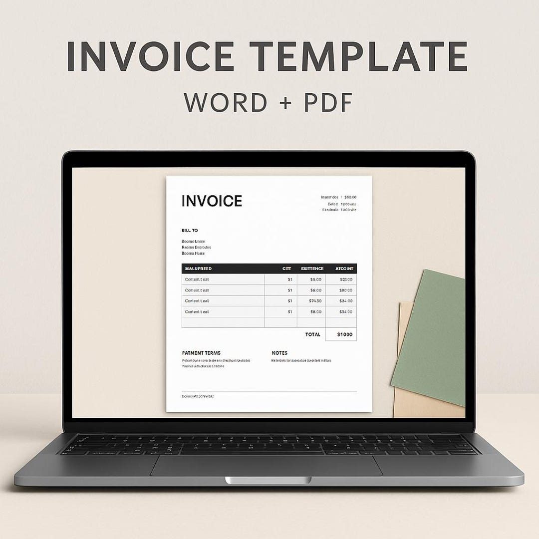 Invoice Template Editable Word + Printable PDF Small Business Billing ...