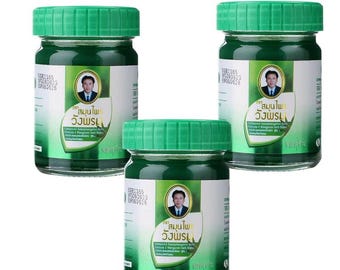 Bálsamo de hierbas tailandés Wangprom (verde) 50 g x 3 piezas