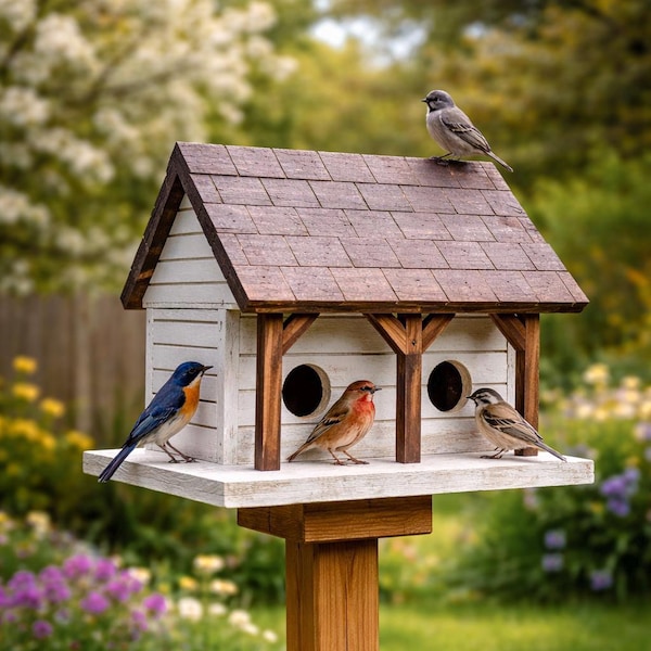 Handmade Martin Birdhouse | Rustic Wooden Garden Decor
