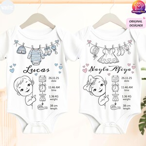 Custom Baby Info Bodysuit, Personalized Baby Item, Baby Birth Info ONESIES®, Newborn Baby Info
