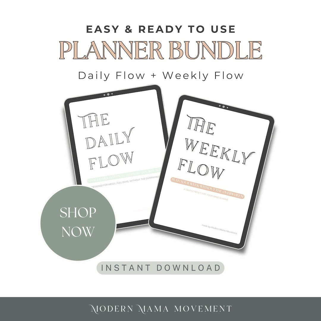 Daily & Weekly Planner Bundle for Moms | Gentle Reset System Printable ...
