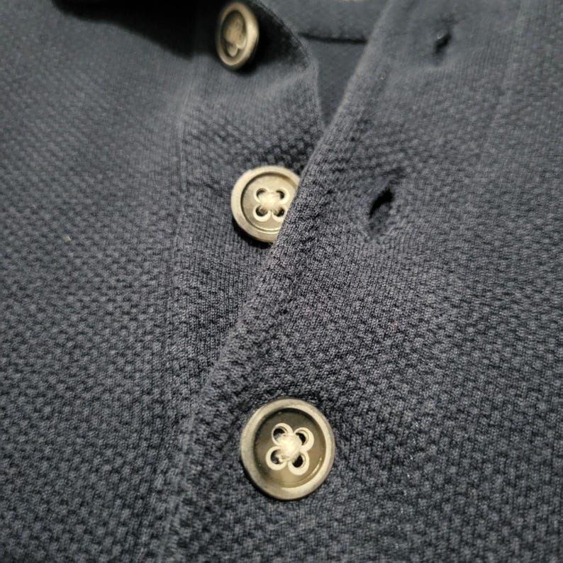 Tommy Bahama Vintage ThermalHenley Polo Mens Long Sleeve SILK Blend Navy Large image 4